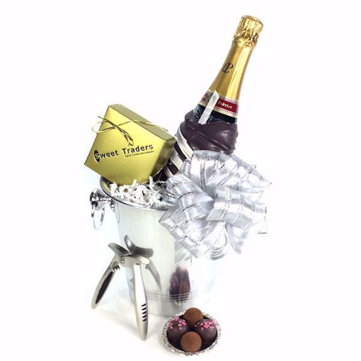 Chocolate Dipped Laurent Perrier Champagne Gift Basket with pliers & truffles by Sweet Traders