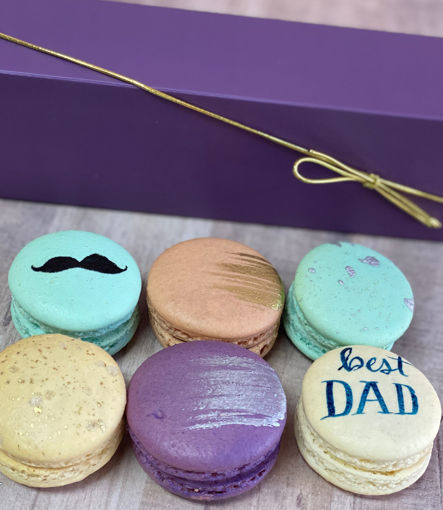Closeup Image of Father's Day Hand Painted French Macarons